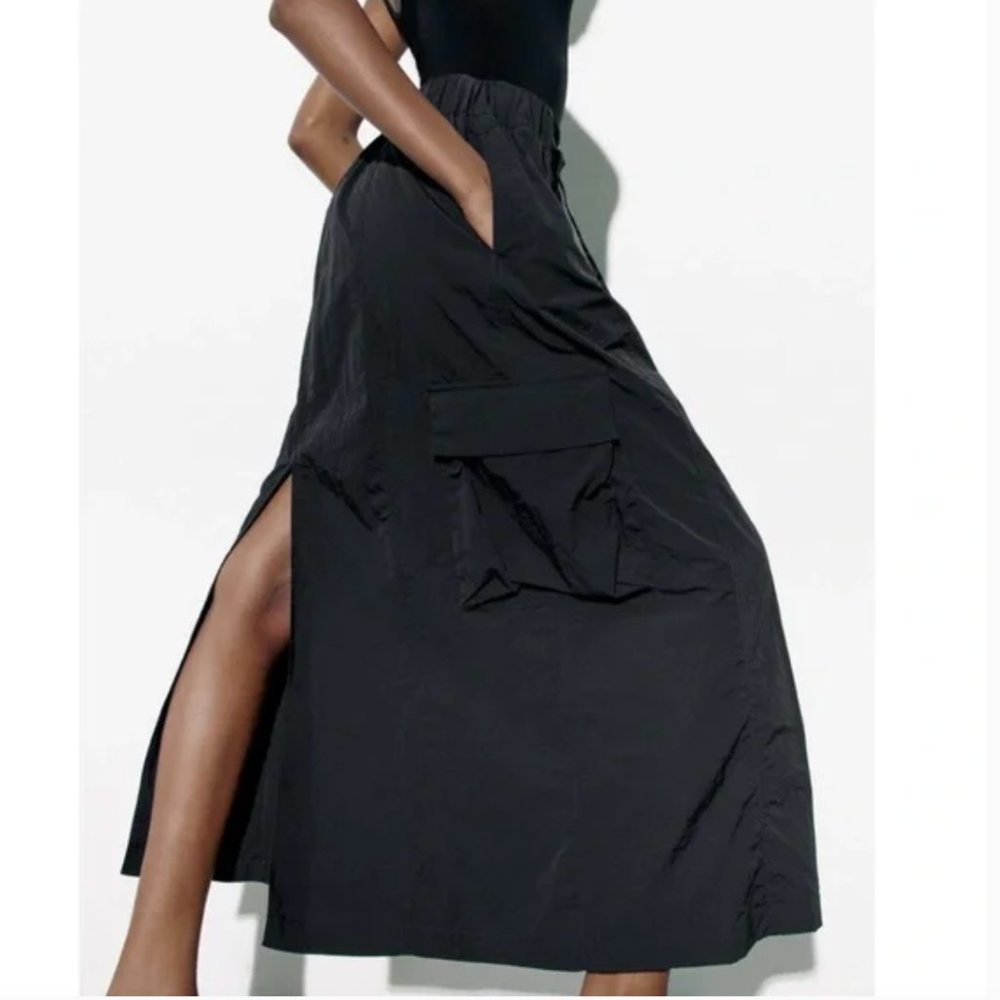 NWT Zara nylon cargo skirt black - Picture 5 of 9